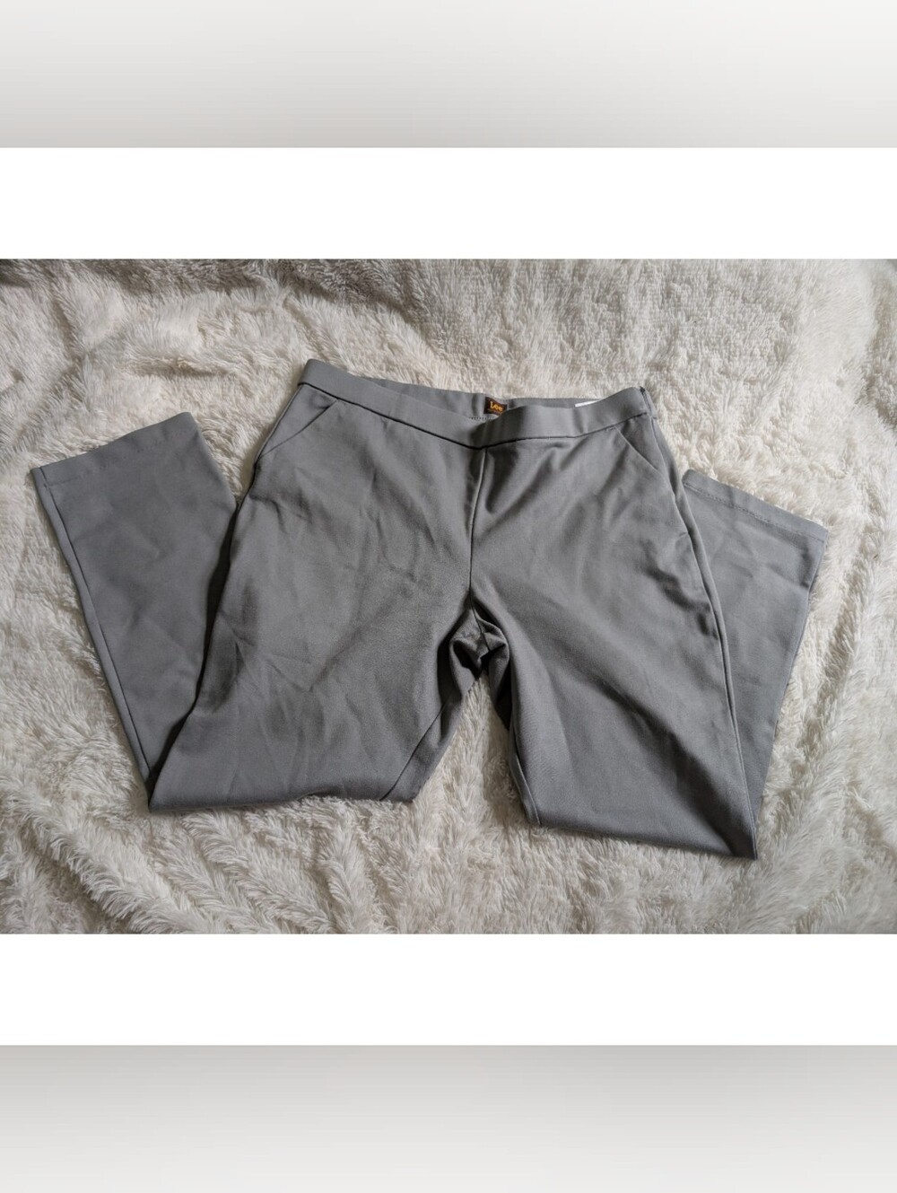 Lee Light Gray Pull On Stretchy Work Slacks Pants Trousers Size 14